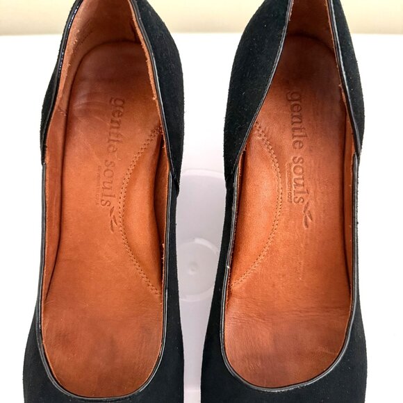 Gentle Souls Wedge Pumps Size 8.5M Black Suede Leather Upper Classic Comfort Sty - Picture 10 of 15
